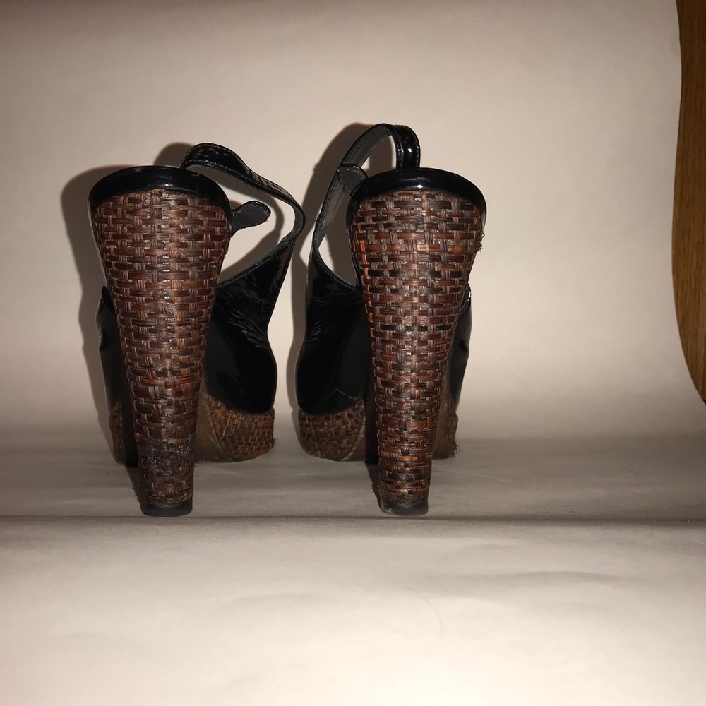 Stuart Weitzman Blk Patent Platform High Heels 9 M - image 2